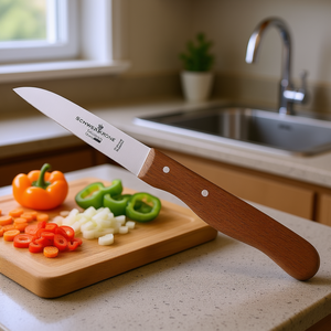 Cuchillo para Verduras Schwerkrone de 12 cm, Hoja de Acero Inoxidable, Diseño Tradicional para Mano Derecha, Acabado Satinado, Mango de Madera para Alemania - Product Image 3