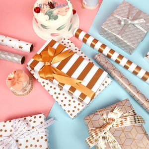 Wholesale 80g <b>Birthday</b> Gold Coated Silicone Virgin Art <b>Paper</b> 43*300cm Luxury Custom Gift <b>Wrapping</b> Packaging <b>Wrapping</b> <b>Paper</b> <b>Roll</b> - Product Image 1