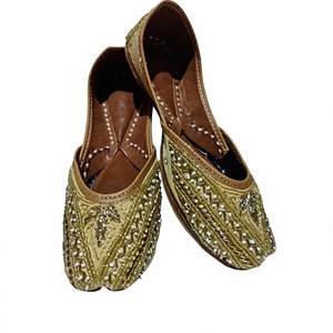 Chaussures de marche et de course pour femmes, artisanales, en cuir véritable, style traditionnel indien, broderie fantaisie, motif floral en cristal, tendance mode - Product Image 6