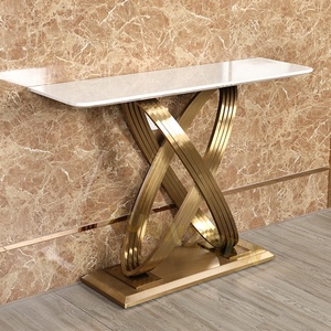 Meubles de salon Tables <span class=keywords><strong>console</strong></span> d'entrée en acier inoxydable Plateau en <span class=keywords><strong>marbre</strong></span> pour couloir Table <span class=keywords><strong>console</strong></span> noire Tables <span class=keywords><strong>console</strong></span> - Product Image 1