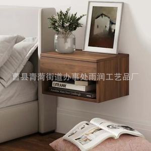 Table de chevet murale en bois massif avec étagère de rangement, armoire flottante pour chambre à coucher, utilisation au chevet du lit - Product Image 4