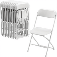 Chaise pliante en plastique renforcé, cadre en acier, capacité de 300 lb, portable, pour la maison, le bureau, les mariages, les fêtes, intérieur/extérieur, blanche