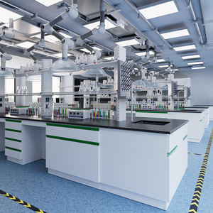 Banco di Prova con Cappa Aspirante dal Design Moderno, Panche Laterali Centrali, <span class=keywords><strong>Set</strong></span> di Prova con Superficie in Resina Epossidica per Scuole - Product Image 4