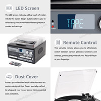 Lecteur multi-CD Usb Sd Lp Record Entrée auxiliaire Décoration de bureau Poussière Radio Cassette Player Vinyl Turntable Record Player