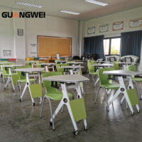Ensemble de bureau et de chaise d'école moderne en plastique GUANGWEI, pour un seul élève, pliable, durable, table
