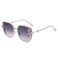 Nouvelles Lunettes de Soleil Ovales Surdimensionnées pour Femmes 2026, Ornées de Diamants, Style Urbain Scintillant Or-Rose, Protection UV400