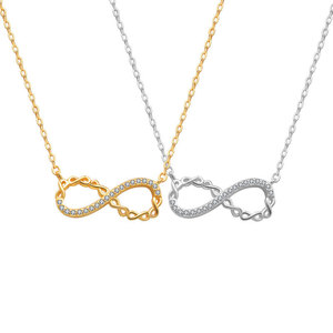 Collana Romantica con Ciondolo a Forma di 8 Infinito, Amuleto Portafortuna in Acciaio Inossidabile con Zirconi per Donne - Product Image 1