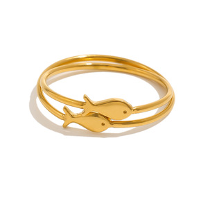 <span class=keywords><strong>Bague</strong></span> fine en forme de poisson, or 18 carats PVD, acier inoxydable, style minimaliste unique pour <span class=keywords><strong>femme</strong></span>, tendance chic au quotidien - Product Image 6