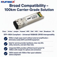 Transceiver Optique SFP+ 10GBASE-ZR 1550nm Refroidi EML 120km Duplex LC SMF DDM Hot Pluggable IP Télécom Longue Portée