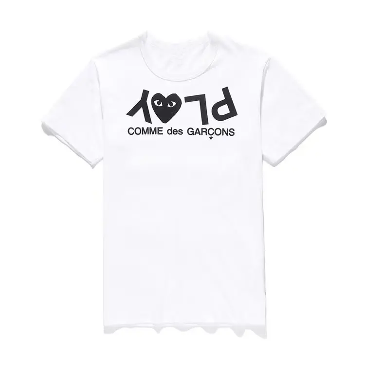 Camiseta de moda japonesa corazón para hombres y mujeres Algodón puro cuello redondo amor manga corta blanco negro letra corazón