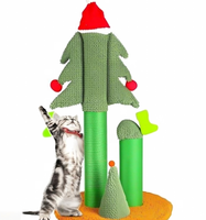SunCharm Nouveau Design Personnalisé Série Noël Arbre à Gratter pour Chat en Bois de Sisal avec Cadre Patte de Chat, Hauteur Réglable et Résistant à l'Usure