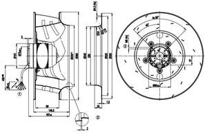 Ventilateur centrifuge de refroidissement de précision pour climatiseur HVAC, ebmpapst R4E355-AK05-06, 230V AC, 180/260W, 0.8A, 355mm, roulement à billes - Product Image 3