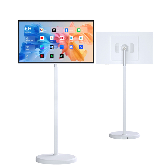White Rollable Touch Screen 24 Inch Movable Floor Standing Android Digital Signage IP65 Rating SDK Graphics Retail Store HD