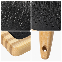 Brosse démêlante pour animaux de compagnie avec manche en bambou et aiguilles en acier, pour chiens et chats à poils longs et moyens, avec trou de suspension