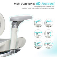 Chaise de bureau ergonomique haut de gamme avec cadre arrière en aluminium, support lombaire séparé, accoudoirs réglables 6D, mécanisme italien Donati