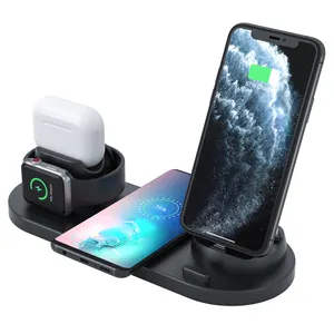 2022 New arrival dropshipping 6 in 1 Universal QC Fast Charging Table Wireless Charger for Smart Watch Mobile Phone Earphone