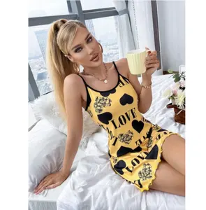 sfy2375 Wholesale Pink Girls Sling Sexy Pajamas Mature Night Dress For Lady Bedroom Lounewear Pretty Sleepwear For Women Set