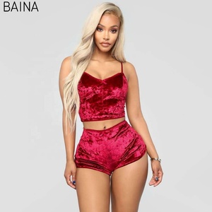 Sexy <strong>Women's</strong> Sleepwear Pajamas <strong>Lounge</strong> Two Piece Custom Velvet Pajama for <strong>Women</strong> <strong>Sleep</strong> Wear Set Pijamas - Product Image 3