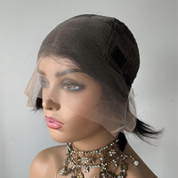 DX224 gros cheveux humains naturels non transformés coupe de lutin perruques bouclées sans colle avant de lacet 13*6 court noir vietnames cheveux vierges