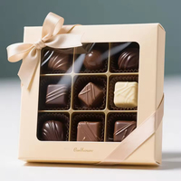 Boîte d'emballage de chocolat personnalisée 9 12, boîte de chocolat de Noël en papier écologique de luxe avec fenêtres transparentes