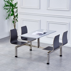 Ensemble de table et de chaises de cantine scolaire moderne et écologique pour 4 personnes, pour utilisation universitaire - Product Image 4