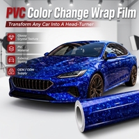 Film d'emballage de voiture en fibre de carbone PVC brillant à changement de couleur autocollant en vinyle 1 an de garantie pour