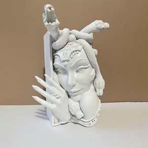 3D Printed Modern Medusa Style Resin Sculpture <b>Bookend</b> with Human Face and Snake Design for Birthday Home Study Desktop Ornament - Product Image 3