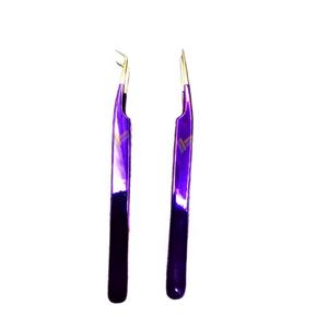 Pince à cils et à sourcils en acier inoxydable durable de qualité supérieure à pointe en or 24 carats - Product Image 4