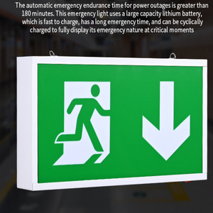 Barra de iluminación de emergencia recargable para pasillo, evacuación de lámpara indicadora de seguridad contra incendios, señal de salida de caja verde de Escape - Product Image 5