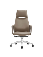 Fauteuil de bureau moderne ergonomique en cuir à dossier haut avec support lombaire réglable et accoudoirs fixes