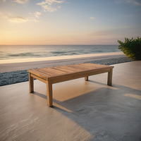 Table de jardin en teck moderne, mobilier d'extérieur durable, résistant aux UV, design minimaliste, fabrication OEM ODM, livraison directe d'usine