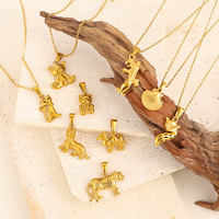Bijoux en gros Mini or animaux breloques 18k or acier inoxydable renard Lion tigre ours pendentifs pour la fabrication de colliers DIY