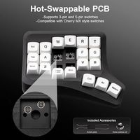 Clavier mécanique sans fil OEM ODM 40 touches en velours, ergonomique, à touches remplaçables à chaud, avec disposition colonne colonne programmable