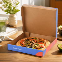 Boîte à pizza pliable avec couvercle verrouillable en carton ondulé pour pizzas chaudes à emporter, logo personnalisé en relief, éponge, vente en gros pour commandes de pizzeria