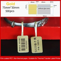 500 pièces/rouleau, étiquettes de prix pour bijoux de haute qualité, or et blanc, 75*30 75*25, papier d'étiquettes pour bijoux, impression par transfert thermique, imprimante à code-barres
