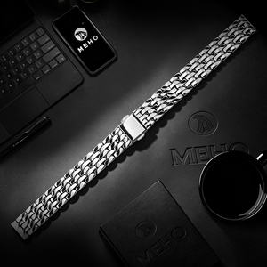 Bracelet de montre en acier inoxydable, fermoir pliable de 22mm, étanche et réglable pour montre intelligente - Product Image 1