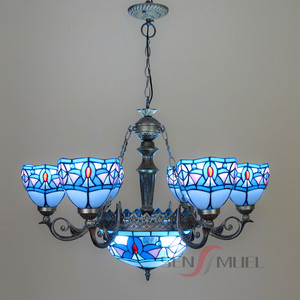 Lampadario europeo stile mediterraneo Vintage in vetro colorato <span class=keywords><strong>Tiffany</strong></span> appeso luce colore di vetro decorativo lampade a LED pendenti - Product Image 2