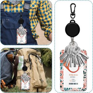 Porte-clés rétractable, porte-badge rétractable avec clip, porte-badge d'identification avec fil d'acier, anti-perte, anti-vol, cordon porte-clés - Product Image 4