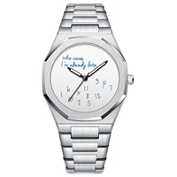 Montre à quartz pour homme, lunette octogonale, cadran créatif avec citations, bracelet en acier inoxydable, montre-bracelet unique, tendance et décontractée