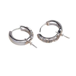 Support de boucles d'oreilles en perles baroques, accessoires de bricolage pour JG6016, coquille en argent S925 avec motif de grille de diamants vide de 11-14 mm, emballé dans un sac - Product Image 2