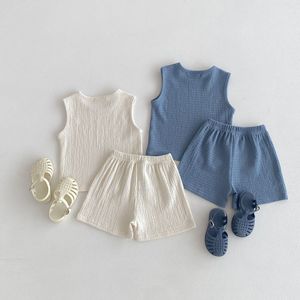 Ensemble d'été pour garçon 2026 – Débardeur et <span class=keywords><strong>short</strong></span> bleu <span class=keywords><strong>beige</strong></span> – Ensemble 2 pièces uni - Product Image 5