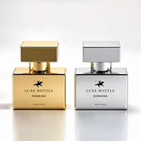 Vente flash - Flacon de parfum carré de luxe en verre - Flacon de parfum en verre plaqué or - 30 ml - Flacon de parfum de luxe avec boîte et couvercle