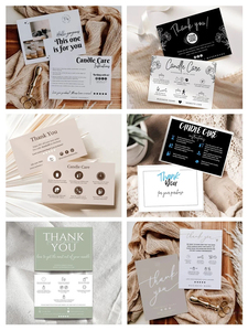 Carte <span class=keywords><strong>de</strong></span> visite personnalisée sur mesure, carte <span class=keywords><strong>de</strong></span> remerciement pour les instructions d'entretien des bougies blanches, reliure parfaite, couverture rigide, papier offset <span class=keywords><strong>de</strong></span> qualité - Product Image 1