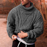 Pull col roulé en maille torsadée personnalisé avec logo pour homme, épais, chaud, hiver, manches longues, coupe oversize, vente en gros usine