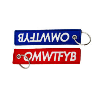 Label Tenun Bordir Gantungan Kunci Personalisasi Fashion Jet Tag untuk Carabiner & Gantungan Kunci Bordir Kain Promosi Kustom - Product Image 3