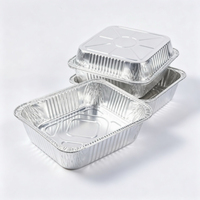 Barquette en aluminium naturel de 650 ml, jetable, non revêtue, pour plats à emporter et cuisson