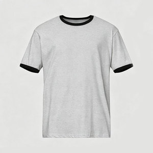T-shirt Oversize da Uomo Grigio Chiaro a Maniche Corte 100% Cotone 220g Stile Streetwear Stampa Jersey Girocollo Design Semplice - Product Image 2