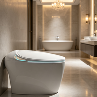 Toilette intelligente en céramique en forme d'œuf avec lumière d'ambiance, chauffage instantané, chasse d'eau siphonique et double circuit d'eau pour villas et hôtels
