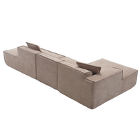 Canapé modulaire en tissu en forme de L, style minimaliste nordique 2025, sans ossature, avec chaise longue, cadre en eucalyptus, garantie 1 an