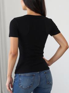 Viviblook ZTP1389 Camiseta de Verano para Mujer, Cuello Cuadrado, Color Sólido, Manga Corta, Informal - Product Image 4